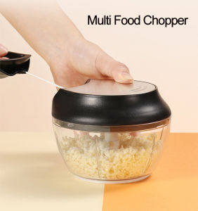 Premium Quality Manuel Compact and Power Hand Held Food Chopper for Garlic Vegetable Meat Fruits Salad Herbs Nuts Onions Chopper with Easy Held Handle Hand Pull Hand Dicer Mincer Blender Mixer Food Processor