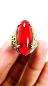 Batu cincin akik Merah Siam Poles Model Pandan Big Size Hight Quality