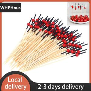 [COD] WHPHous Ship within 24 hours 100x 12cm Heart Bamboo Pick Buffet cake Fruit Fork Party Dessert Salad Stick