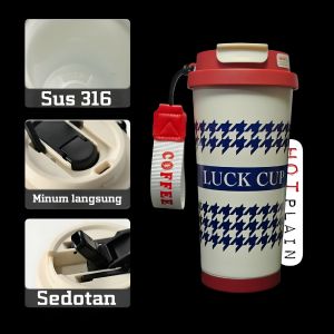 Tumbler Lucky Cup / Tumbler Mug 2in1 Stainless Steel 530ml Premium Tahan Panas Dingin 8191 HOTPLAIN