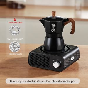 BINCOO Moka Pot with Stove Espresso Maker with Moka Pot Set Dedicated Heating Base Home Coffee Maker Set