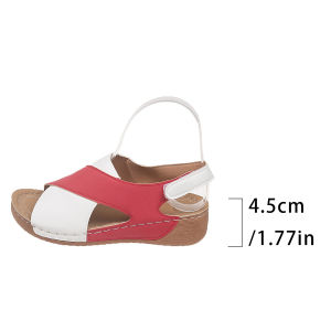 [Free Shipping] Color-Blocked Wedge Heel Open-Back Sandals For Women Plus Size Soft-Soled Comfortable Thick-Soled Casual Open-Toe For Middle-Aged And Elderly Mothers