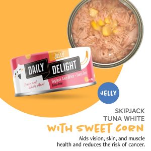 Daily Delight Jelly Skipjack Tuna Wet Cat Food 80g | Meal Topper Meow Carrot Cheese Sardine Sasami Shirasu