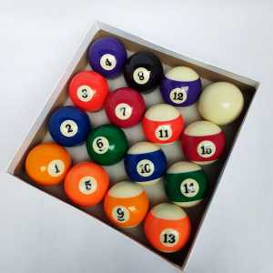 Bola Billiard Full Set 2-1/4 Pool Ball Ukuran Sedang 57.2mm bahan Resin 16pcs/kotak