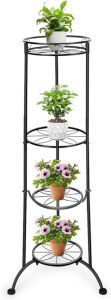 Plant Stand Indoor Outdoor 2 Tier 27" Tall Metal Potted Holder Flower Pot Stand Heavy Duty Plant Shelf Rustproof Iron Multiple Plant Round Supports Rack for Planter Corner Garden Balcony Patio