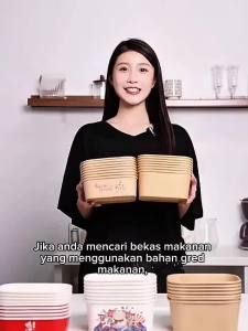 [READY STOCK] 50s Kraft Paper Takeaway Lid Bekas Makanan Kertas Pakai Buang