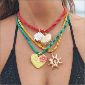 Pendant Necklace Love Sun Bright and Energetic Colorful Rope Daisy Decoration Suitable for Daily Wear