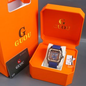 Paket Box Exclusive Big + Paperbag / Jam Tangan Guou Romawi Kotak VA-519SUR / Jam Tangan Fashion Wanita Tali Rubber Diameter 38 cm