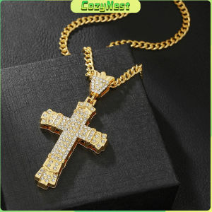 C.N Hip Hop Diamond Exaggerated Retro Cross Pendant Men Women Jewelry