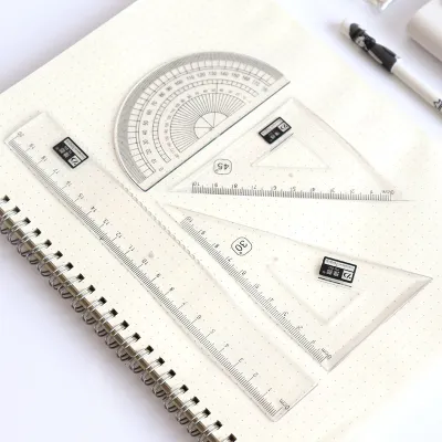 4pcs/set Plastic Transparent Ruler Protractor Triangle Ruler Measure Draw School Office Supplies Scale Ruler Stationery
