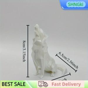 SHNGki Modern Abstract Geometric Wolf Sculpture 3D Printed Plastic Statue Office Decor Indoor & Outdoor Use
