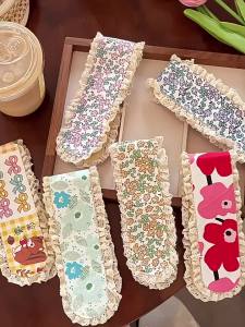 Băng đô dán tóc mái viền ren hoa nhí nhiều họa tiết phong cách vintage Hàn Quốc đáng yêu hot trend