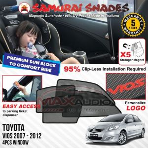 TOYOTA VIOS NCP42 2002 - 2006 X5 MAGNET KUAT Sunshade SAMURAI SHADES Magnetik Sun Shade Pelindung Matahari Kereta [FREE]