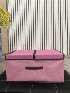Fashion 2 grid 2 Cover Storage Box Finishing Box Fabric Folding Double Cover Large Storage Box