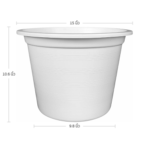 กระถาง กระถางต้นไม้ ทรงกลม เบอร์ 15 นิ้ว สีขาว Bundle 10 ใบ ชิ้น อัน