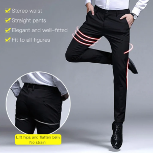 Men's Casual Pants: Loose Straight & Elastic Suit Options