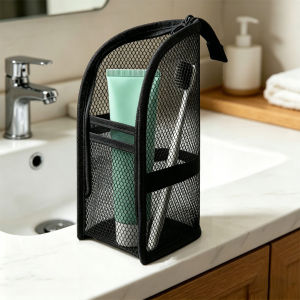 Foldable Waterproof Travel Cosmetic Bag Standing Mesh Pocket Large Capacity Toiletry Storage Organizer Pouch