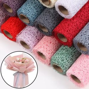 CHROME RECOVER73CH1 Waterproof Flower Wrapping Paper Jacquard Mesh DIY Handmade Floral Gift Packaging Fashion Iregular Pattern Bouquet Wrap For Wedding Birthday Valentines Day
