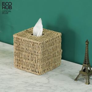 Hộp đựng khăn giấy ECOHUB bằng cói đan thủ công (ECOHUB Tissue Box) sang trọng lịch sự thân thiện với môi trường