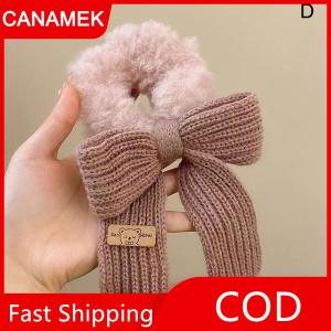 【CANAMEK】 Mới Scrunchie Phụ Nữ Ấm Áp Tóc Scrunchies Mùa Đông Đan Tóc Quan Hệ Bow Tóc Ban Nhạc Sang Trọng Đàn Hồi Ban Nhạc Phụ Kiện Tóc