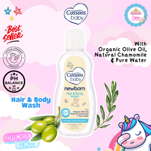 Cussons Baby Newborn Hair & Body Wash 2in1 Organic Olive Oil Sabun Bayi Baru Lahir 0% Alcohol 200ml