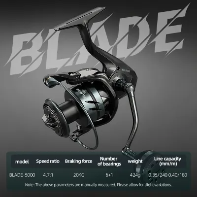 BEARKING BLADE Saltwater Fishing Reel 6+1BB 1000-6000 Serise with Carbon Brake System Max Drag 20KG Waterproof Reel Spinning Reel