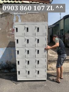 Tủ locker 15 ô màu trắng sơn tĩnh điện có khóa đầy đủ thông dụng cho văn phòng công ty trường học