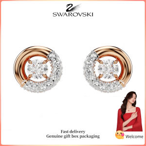 ♈Swarovski♈ Womens Fashion Earrings Rose gold round-cut white diamonds Dextera stud earrings Valentines Day Gift Birthday Gift