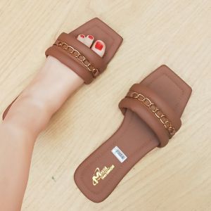 Sandal Teplek Slop Kokop Slip On Busa Kombinasi Flat Strap Tali Rantai Wanita Nyaman & santai Terbaru Kekini-kinian | Sendal Kteplek Flip Flop Selop Tali Strap Puffy Rante Wanita/Perempuan Warna Hitam-Moka-Krem Size 37-38-39-40