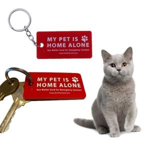 Cảnh báo chìa khóa Keychain khẩn cấp Ví khẩn cấp liên hệ với ví vật nuôi của tôi là nhà một mình Keychain