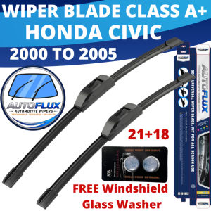 AutoFlux Wiper Blade Class A+ Honda Civic 2000 To 2005 FREE Windshield Glass Washer 21+18
