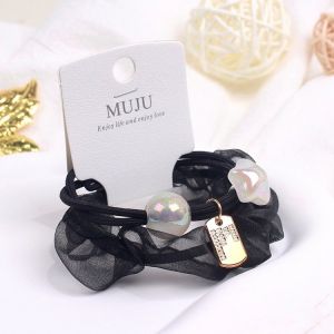 Set 2 dây cột tóc vải lưới voan bóng và thun kèm sao châu sang trọng dành cho nữ CB31