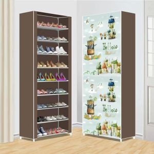 Rak Sepatu 10 Tingkat (9 Susun) dengan Cover Gambar 3D PAKAI RESLETING