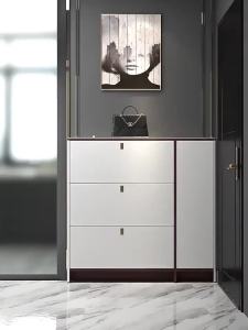 Ultra narrow shoe cabinet 13cm extremely narrow solid wood small household household shoe cabinet ultra-thin storage cabinet behind the door
