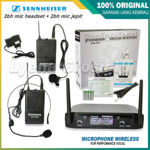 JJHH Microphone Wireless SENNHEISER SKM 9500 / 2 Mic Jepit + 2 Headset Bando SKM-9500