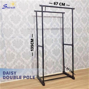 DOUBLE STAND HANGER GANTUNGAN BAJU RAK SERBAGUNA 4 RODA DAISY DOUBLE POLE