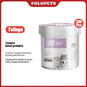 FOLOPETS Tisu Telinga Mata Hewan Peliharaan Penghilang Kotoran Telinga Noda Air Mata 200 Buah