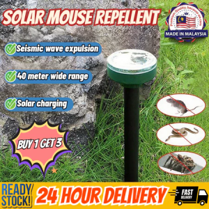 Solar powered ultrasonic pest control device for rodent and snake control specifically designed for courtyard gardens