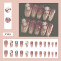 Ungu berkilauan mawar putih gradien bunga tiga dimensi menghancurkan manikur peri berlian fake nail kuku palsu + lem nail art. 