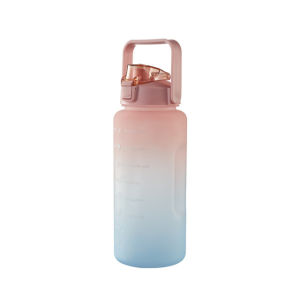 2 Liter Travel Fitness Water Bottle Sport Drinking Bottle with Straw Waterbottle Tumbler Bottle Water Bottle For Kids Cute Sticker BPA Free Botol Air Straw Bottle 2000ml 渐变色水瓶 水壶 学生 水罐 水瓶 [C15]