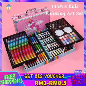 【Malaysia Spot Sale】Suitcase Box 145pcs Kids Drawing Art Set Painting Pen Colour Pencils With Case