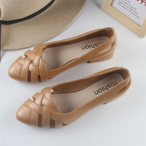 Free Shipping Charming Shark New Fashion Summer Solid Color Hollow Sandals Thick Sole Outdoor Wear Solid Color Beach Heeled Pointed Toe WomenS Sandals