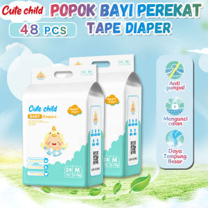 【PROMO 2 BALL】Cute Child Perekat Popok Bayi 48Pcs Tape Diaper SAP Size NB - XL Desain Anti Bocor dengan Penyerapan Urin Cepat untuk Tetap Kering
