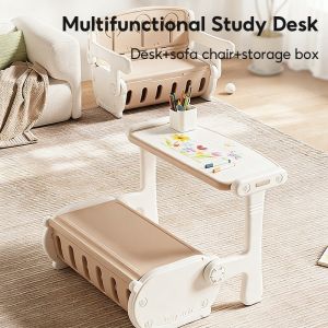Study Table For Kids painting desk Convertible Sofa Table And Chairs Set With Storage Box for 3-8 Years / Toddler to Teen