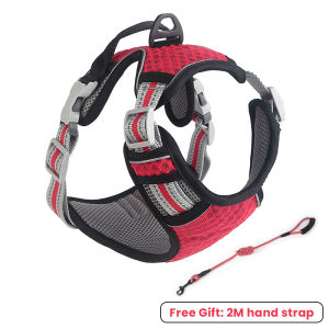ROJECO Breathable Dog Harness Reflective Dog Vest Harness Pet Leash Harness For Dogs Adjustable Dog Harnesses with Walking Lead