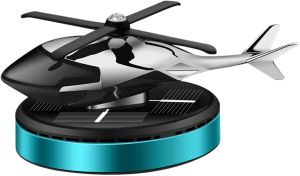 Solar Energy Rotating Helicopter Aroma Diffuser Car Air Freshener Decorations Interior Accessories for Home Office (Blue)