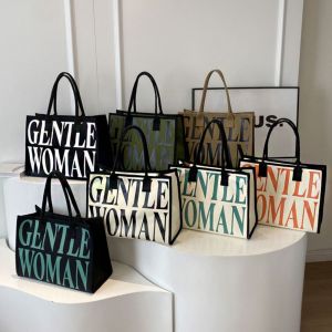 COLOO Thai Gentlewoman Canvas Bag Printing Handbag Print Tote Bag Simple Large Capacity Letter Shoulder Bag Girl