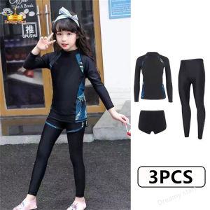 ชุดว่ายน้ําแขนยาว กางเกงขายาว สามชิ้น สําหรับเด็กผู้ชาย และเด็กผู้หญิง