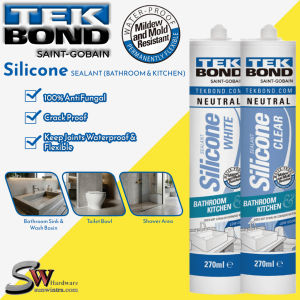 TEKBOND 270ml NEUTRAL SILICONE SEALANT For Kitchen & Bathroom (WET AREA) Available Color : WHITE • CLEAR
