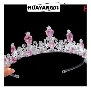HUAYANG01 [2023 new HOT FASHION] 2023 Phụ Nữ Mới Cô Gái Bạc Màu Sắc Vương Miện Mũ Nón Hàn Quốc Pha Lê Vương Miện Thời Trang Sinh Nhật Ăn Mặc Rhinestone Vương Miện Tóc Phụ Kiện